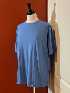 Left Coast Tee Men’s Classic Blue Crewneck 100% Pima Cotton Solid Fitted Shirt